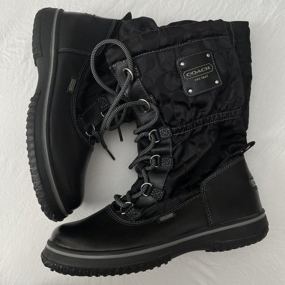 New Coach Shaine Nylon Women’s Snow / Winter Boots Size 5.5 with Coach Monogram - Picture 2 of 15